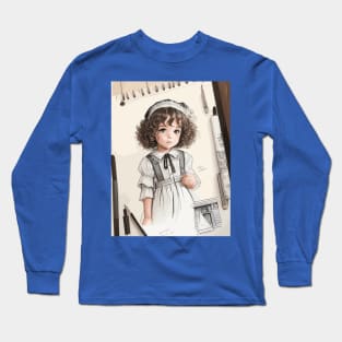 Pencil drawing. Portrait of a little girl Long Sleeve T-Shirt